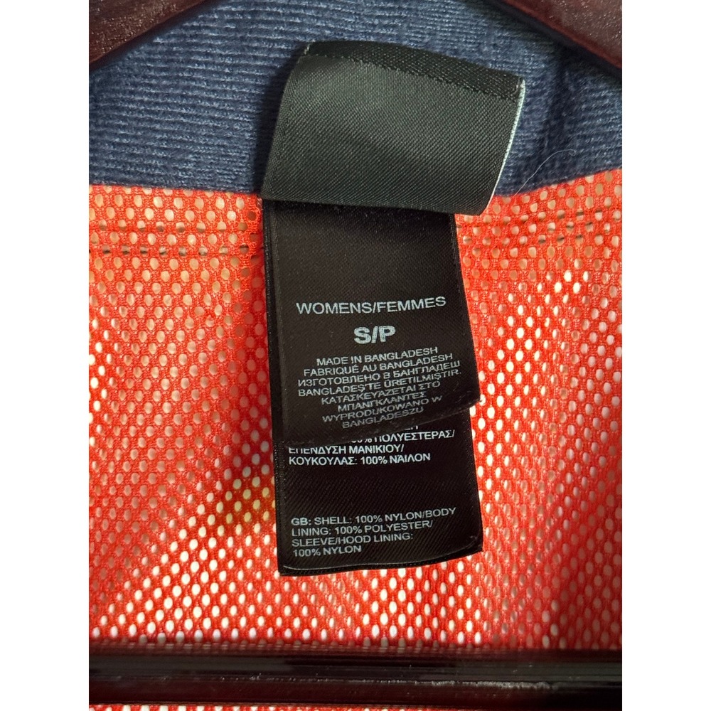 The North Face HyVent Rain Jacket Womens Small Navy Blue Orange Hooded Shell - Picture 3 of 8